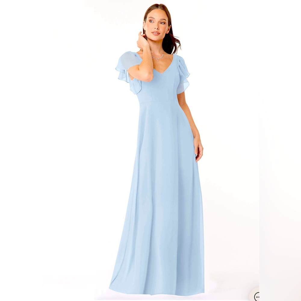 AZAZIE Syenna Mist Flowy Ruched Chiffon Dress